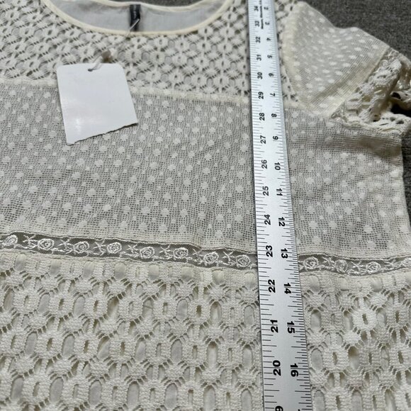NAF NAF NWT White Crochet Cotton Blend Sheer T-Shirt Top French 42 / US 10 / Med - Picture 5 of 7